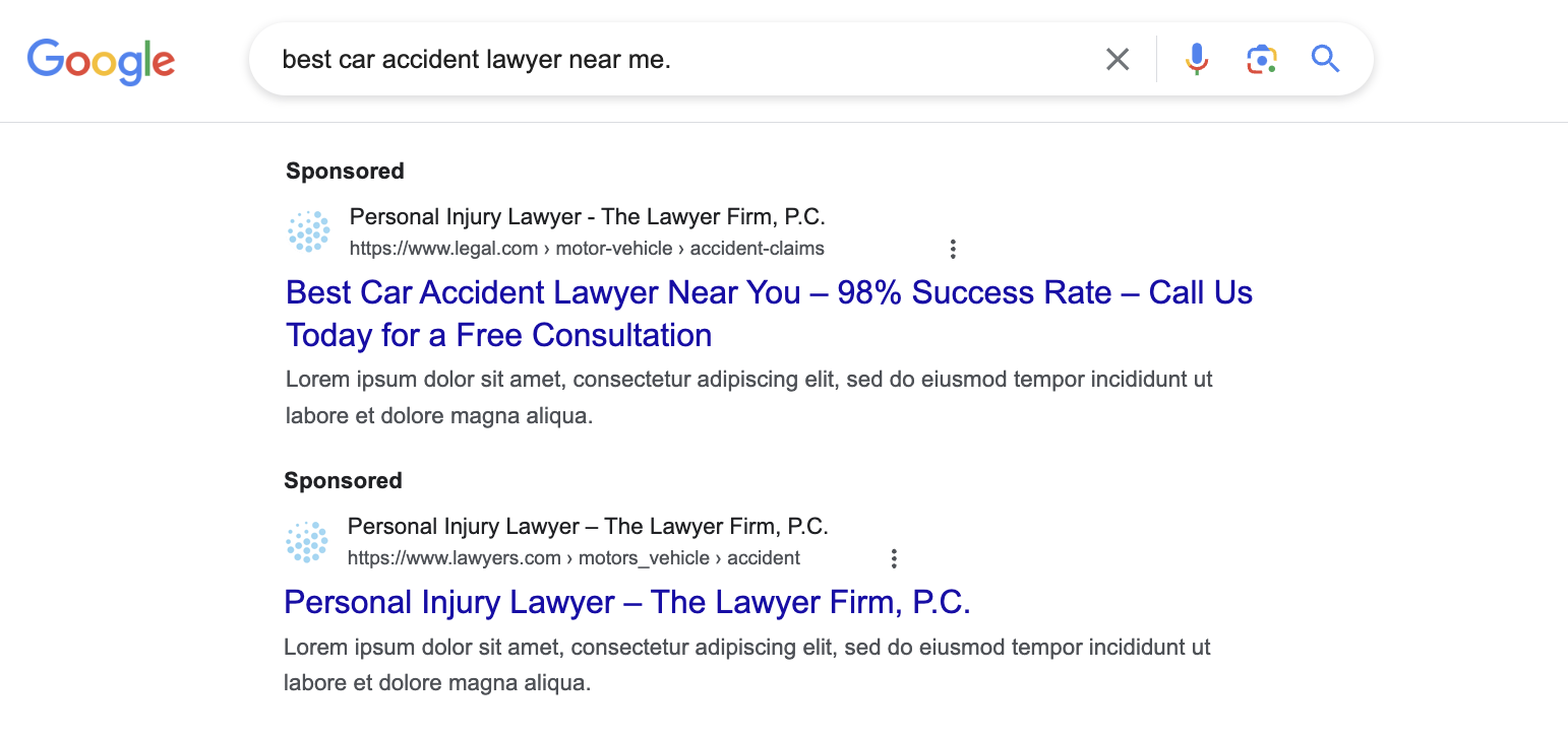 Comparing headlines for lawyer google ads